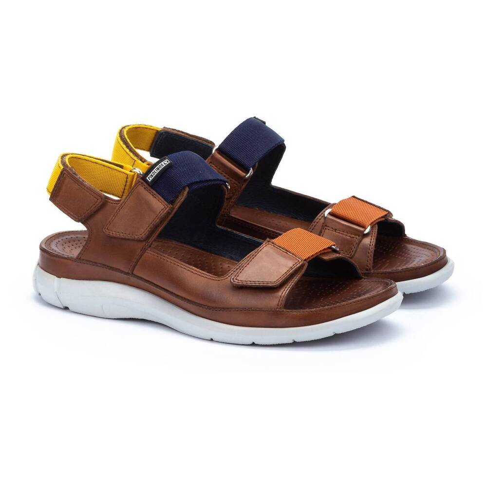NEW PIKOLINOS men's oropesa leather sandals in cuero
